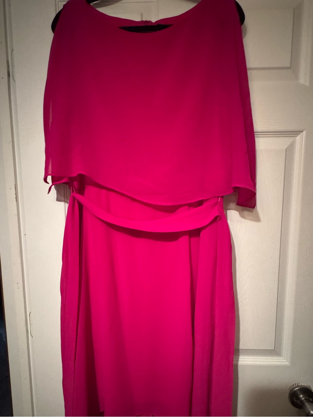JH Size 16 Bright Pink Women’s Sleeveless Tank Dress w/ chiffon overlay - Picture 5 of 11